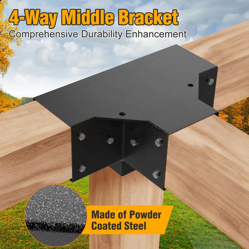 Eapele Pergola Kits with 3-Way & 4-Way Corner Brackets for
