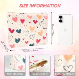 Ksriylm Cute Makeup Pouch for Women Hearts Small Make Up Bag for Purse Zipper Initial Cosmetic Bags Pouches for Purse Aesthetic Travel Toiletrybags Gift,Colorful Heart