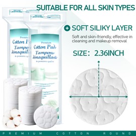 ZPCO ZPCO Premium Cotton Rounds for Face, 400 Count Makeup Remover Pads,100% Pure & Natural Facial Cleansing Round Pads for Makeup Removal, Nail Polish Remover Pads (Green-4PCS)