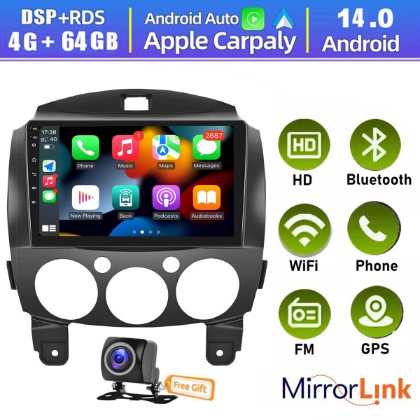 ESSGOO Car Stereo Radio For Mazda 2 2007-2014 Apple Carplay