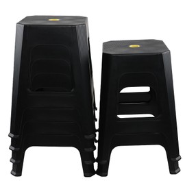 Utiao 6 Pack 18.7 Inches High Plastic Stools for Seating, Black Backless Stools for Kitchen, Classroom, Meeting Room