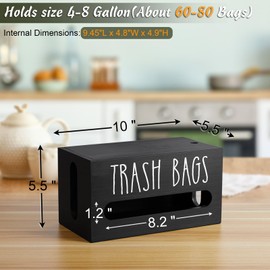 DRASTAR Trash Bag Dispenser, Trash Bag Holder Wall Mount, Wooden Trash Bag Holder for 4-8-gallon Trash Bags Roll Holder Countertop, Home Decor Under Kitchen Sink Organization