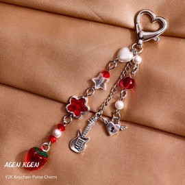 AGEN KGEN Novelty keychains Aesthetic Y2K Keychain Charms Stylish Keychains Accessories for Women Bag Purse Gifts (1x Red Strawberry)