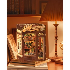 CUTEBEE Book Nook Kit- DIY Dollhouse Miniature House Kit for Adults to Build Model Craft kits 3D Puzzle Wooden Bookends Bookshelf Decor Gifts (Memories Music Bookshop)