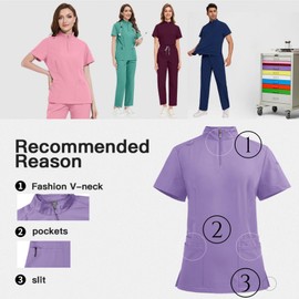 UNIQOCK Scrubs for Women,Zipper Scrub Set, Anti-Wrinkle Scrubs,Multiple Pockets Nurse Uniform,Unisex Top & Straight Leg Pants Medical Uniform for Doctors, Nurses, Beauty Salons