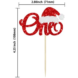 24 decoraciones de Navidad para cupcakes con purpurina, sombrero de Papá Noel, decoración para tartas de primer cumpleaños, decoración para Navidad, baby shower, niños, suministros para fiesta de primer cumpleaños, color rojo