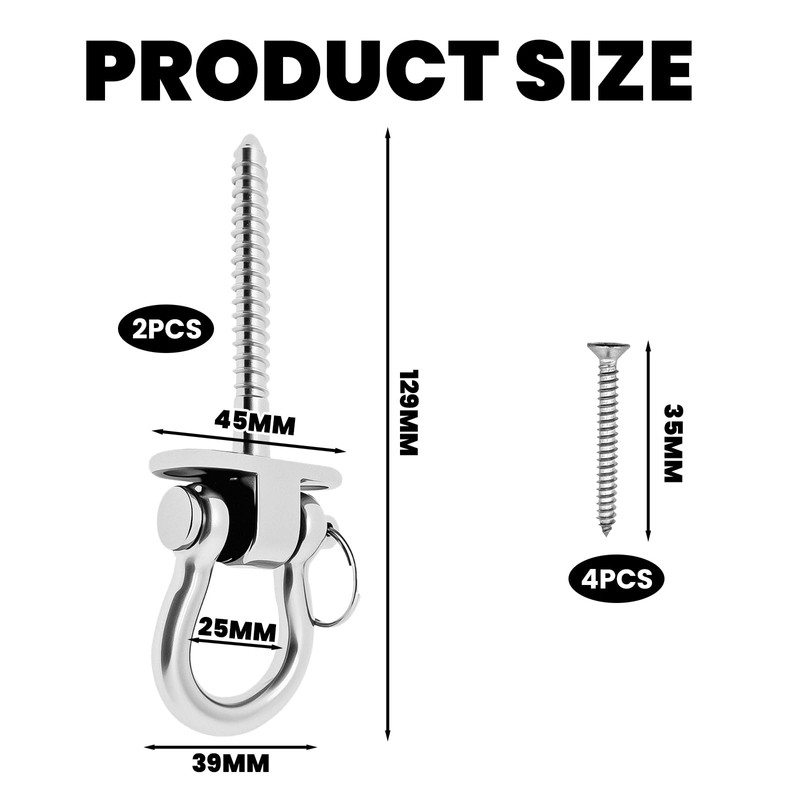 DAOOZHU Pack of 2 Heavy Duty 180° Rotatable Swing Hooks