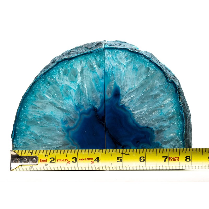 DesertUSA Agate Bookends with Bonus Minerals (6-8 lb, Teal)
