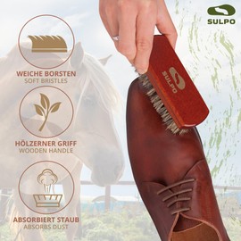SULPO Shoe Brush Horsehair Length 12 cm - Shoe Cleaning Sets Shoe Cleaning Brush Leather Brush Cleaning Dirt Brush Soft Bristles Natural Polishing Brush - Set of 2 - Shoe Care