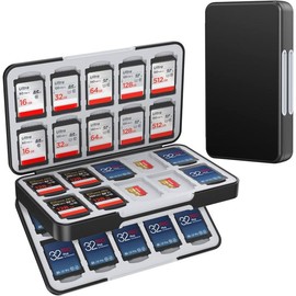 SD Card Holder for Memory SD and TF Cards, Portable Case Compatible with 40 SDXC SDHC and 40 TF Card Slots - Color: Black