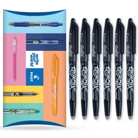 Pilot Frixion Heat/Friction Erasable Rollerball Pen FR7 - Medium Line 0.7mm Tip Nib - Pillow Pack of 6 - Black