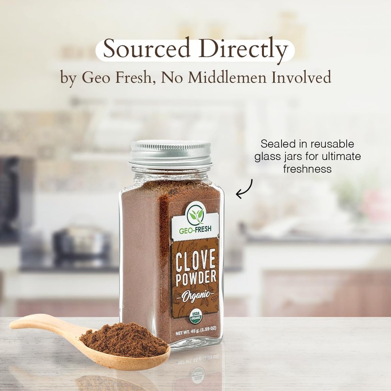 Geo-Fresh Organic Clove Powder – 1.59 oz Glass Jar –