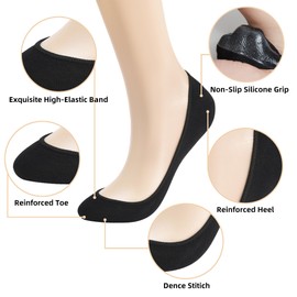 AHOVIT No Show Socks Women's, 4 to 8 Pairs Ultra Low Cut Liner Non Slip Footies for Flats Invisible Boat Summer