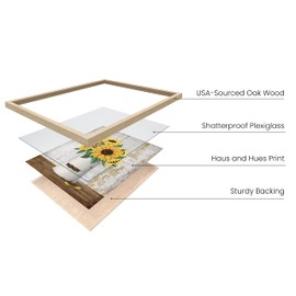 HAUS AND HUES Flower Wall Decor - Set of 4 Floral Wall Art, Floral Wall Decor, Flower Wall Art, Flower Painting with Frame, Floral Pictures Wall Decor, Flower Pictures Wall Decor (Beige Frame, 8x10)