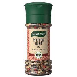 BioWagner - Organic pepper colourful in the mill | colourful pepper made of black, white, green pepper and pink berries | natural organic ingredients | 40 g