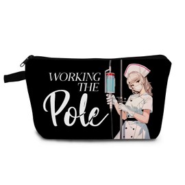 YULUENZE Emergency Room Nurse Makeup Bag Nurse Organizer Bag Toiletry Zipper Pouch Working The Pole Cosmetic Bag Appreciation Birthday Present for Nurses Women Friends