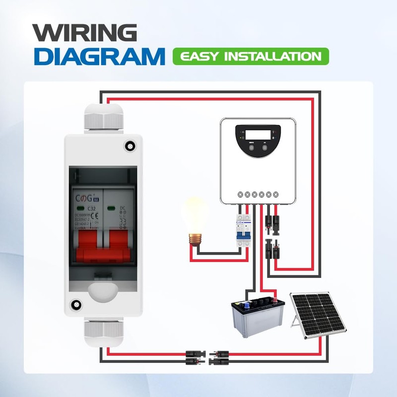 Solar Panel Disconnect Switch, CGELE 32 Amp DC 1000V Breaker