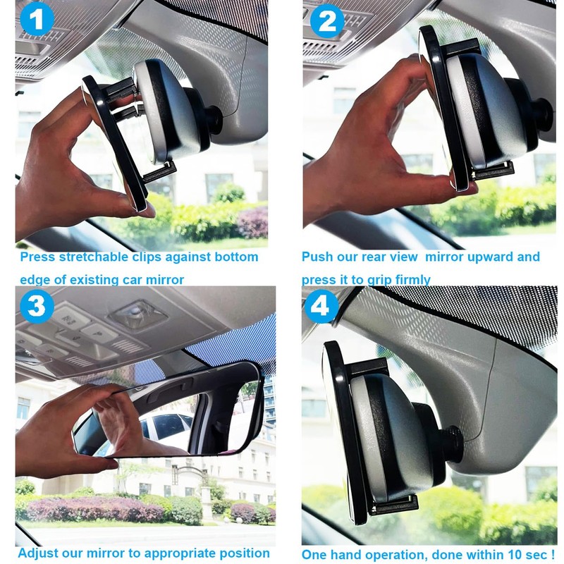 Rear View Mirror, Panoramic Rearview Mirror, Car Interior Clip-On Wide