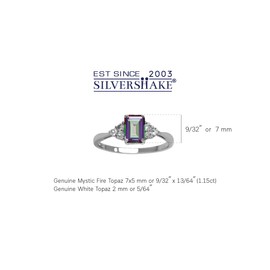 Silvershake 7x5mm Octagon Shape Birthstone Gemstone White Gold Plated or Yellow Gold Plated 925 Sterling Silver Engagement Ring Jewelry for Women, 7.5, Sterling Silver Rhodium (White Gold Plated),