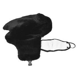Unisex Winter Black Windproof Trapper Russian Hats with Face Mask Earflaps Faux Fur Outdoor Hat