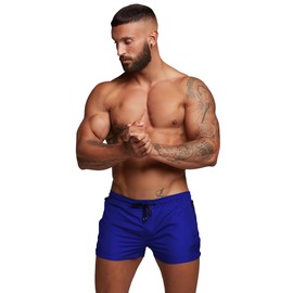 TONLEN Mens Swimwear Sports Shorts Swim Trunks with Zipper Pockets, Royal-blue, Large