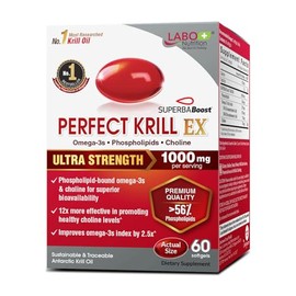 LABO Nutrition Perfect Krill Ex, 1000 Mg De Aceite De Krill Antrtico Omega 3 Epa Dha, El Contenido Ms Alto De Fosfolpidos(56) Con Colina, Astaxantina 