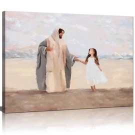 Jesus Wall Art Scripture Wall Art Religious Wall Decor Christian Canvas Wall Art Boho Jesus And Girl Wall Art Framed Prints Home Decor for Bathroom Living Room Kitchen Bedroom 36x24inch