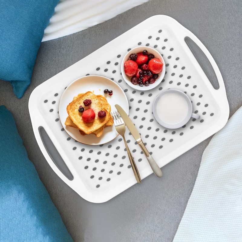 MDLUU Large Non-Slip Serving Tray with Handles, Food Serving Platter,