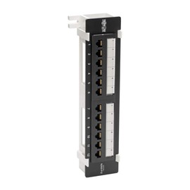 Tripp Lite Cat6 Wall-Mount PoE+ Compliant Patch Panel 12-Port 110/Krone 568A/B RJ45 Ethernet TAA (N250-P12)