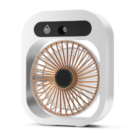 Desktop Misting Fan 3 Wind Speeds Cooling Fan Turbine Blades Small Quiet Fan USB Rechargeable White