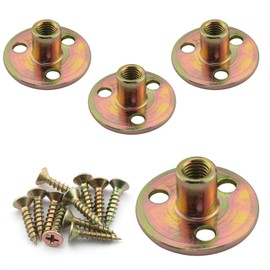 4pcs Furniture Mounting Plate Three-Hole Cylindrical Iron Plate Nut for Furniture Legs (M8 Metric Nut, 37mm Dia Plate, 16mm Height, 12mm Dia Rod)