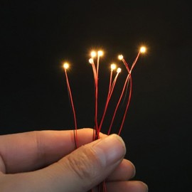 Joycabin Pack of 40 0805 Micro LED Diode Light, Pre-Soldered Micro SMD LED 0805 Pre-Wired with 16 cm PTFE Cable for DIY, Model Making, Decoration, Lighting (Warm White)