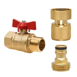 Angry Pony GHT 3/4 High Flow Garden Hose Ball Valve and Quick Connect Kit, Durable Brass Shutoff Valve Kit for Garden Hose Sprinklers and Outdoor Cleaning