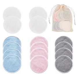 Pack of 16 Make-Up Pads Washable, Reusable Cotton Pads Made of Bamboo, Cotton Pads, Reusable, Washable Make-Up Pads, with Laundry Bag, Make-Up Wipes for Facial Cleansing