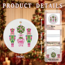 Chinoiserie Nutcracker Ornament, Pink Christmas Tree Decoration