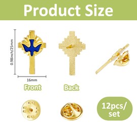 SUPERFINDINGS 12Pcs Cross Lapel Pin Cross with Peace Dove Enamel Pins Enamel Pin Alloy Lapel Pin Backs for Backpack Clothes