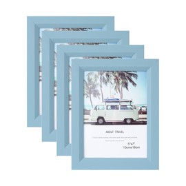 PSLXZXK 5x7 Picture Frame Set of 4 Photo Frame with HD Plexiglass for Wall Decor or Tabletop Display,Light Blue