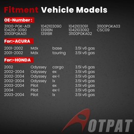 AOTPAT Alternator for:-Acura MDX 2001 2002, for:-Honda Odyssey 2002 2003 2004, Pilot 2003-2004 3.5L, 12V 130Amp 6-Groove Pulley, Upgraded New Replace OE# 31100-PGK-A01 104210-3090