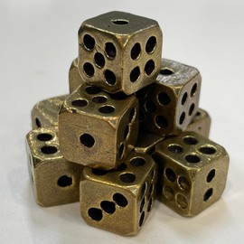 Vintage Brass Gaming Dice Set, Rustic Design