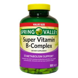 Complejo B + Vitamina B1 B2 B12 Ácido Fólico (500 Cápsulas) Sabor Sin Sabor