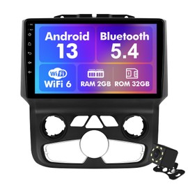 Android 13 Car Radio for 2+32G Dodge RAM 1500/2500/3500 2013-2018 9'' 1280*720 Touchscreen Car Stereo with Carplay Android Auto Backup Camera Mirror Link GPS Navigation WiFi 6 Bluetooth 5.4(Auto AC)
