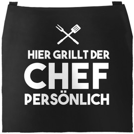 MoonWorks Men's BBQ Apron Grill King Apron for Men Crown, Chef Black