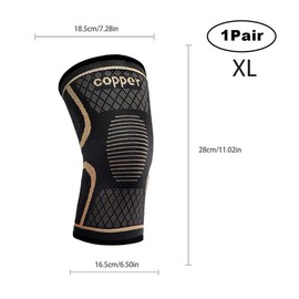 Copper Knee Braces for Men and Women (1 pair) -Knee Supports Copper Compression Knee Sleeve for Knee Pain, Arthritis, Sports and Recovery Support - Color: XL-1pair
