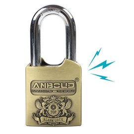 Alarm Padlock - Anti-Theft Heavy Duty Security Alarm Lock - 120db Alarm Sound - Weather Proof for Door Storehouse Truck with 4 Keys (12mm) Bronze