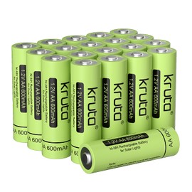 Kruta Rechargeable AA Battery for Outdoor Solar Lights, 20 Pack 1.2V NiMH 600mAh Pre-Charged Double A Solar Battery for Garden Landscaping Outdoor Solar Lights (AA 600mAh 20 Pack)
