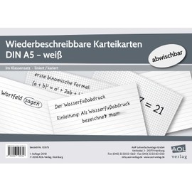 Wiederbeschreibbare Karteikarten DIN A5 - weiß: Im Klassensatz - liniert/kariert: Im Klassensatz - liniert/kariert - abwischbar