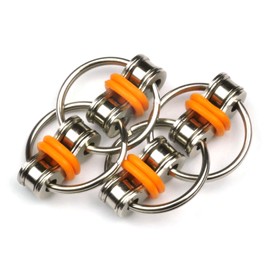 Flippy Chain Fidget de la marca Tom's Fidgets - Dispositivo antiestrés perfecto para personas con déficit de atención, autismo o ansiedad, Orange (2 Pack)