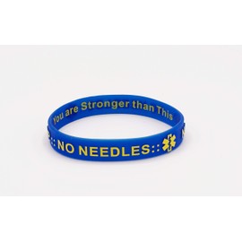 MandM NO BP, NO Needles for Dialysis, Lymphedema Arm Alert Silicone Bracelets, Wristbands Blue and Red(2)