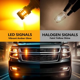Zyvirexa 3157 LED Turn Signal Bulbs Compatible For Chevy Tahoe 2001-2014 (Front) & 1995-2014 (Rear), 3057 4157 5702 Bulb, Amber Yellow, Plug and Play, Pack of 2