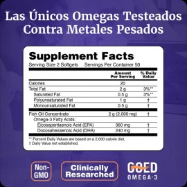 Omega 3 1000mg | 180 Epa / 120 Dha | 100 Caps Blandas Sin Sabor